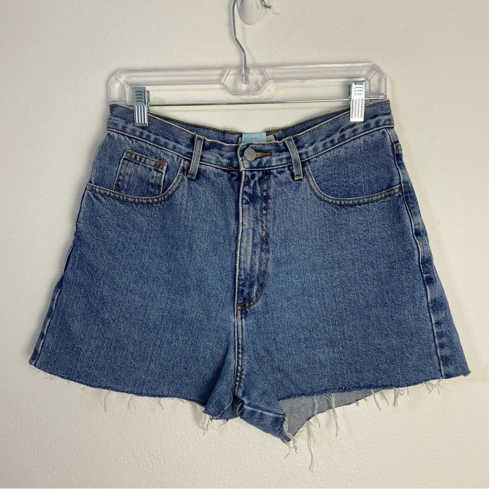 Vintage 90s Guess Jeans Womens 31 Shorts Blue High-Waisted Frayed Hem Streetwear